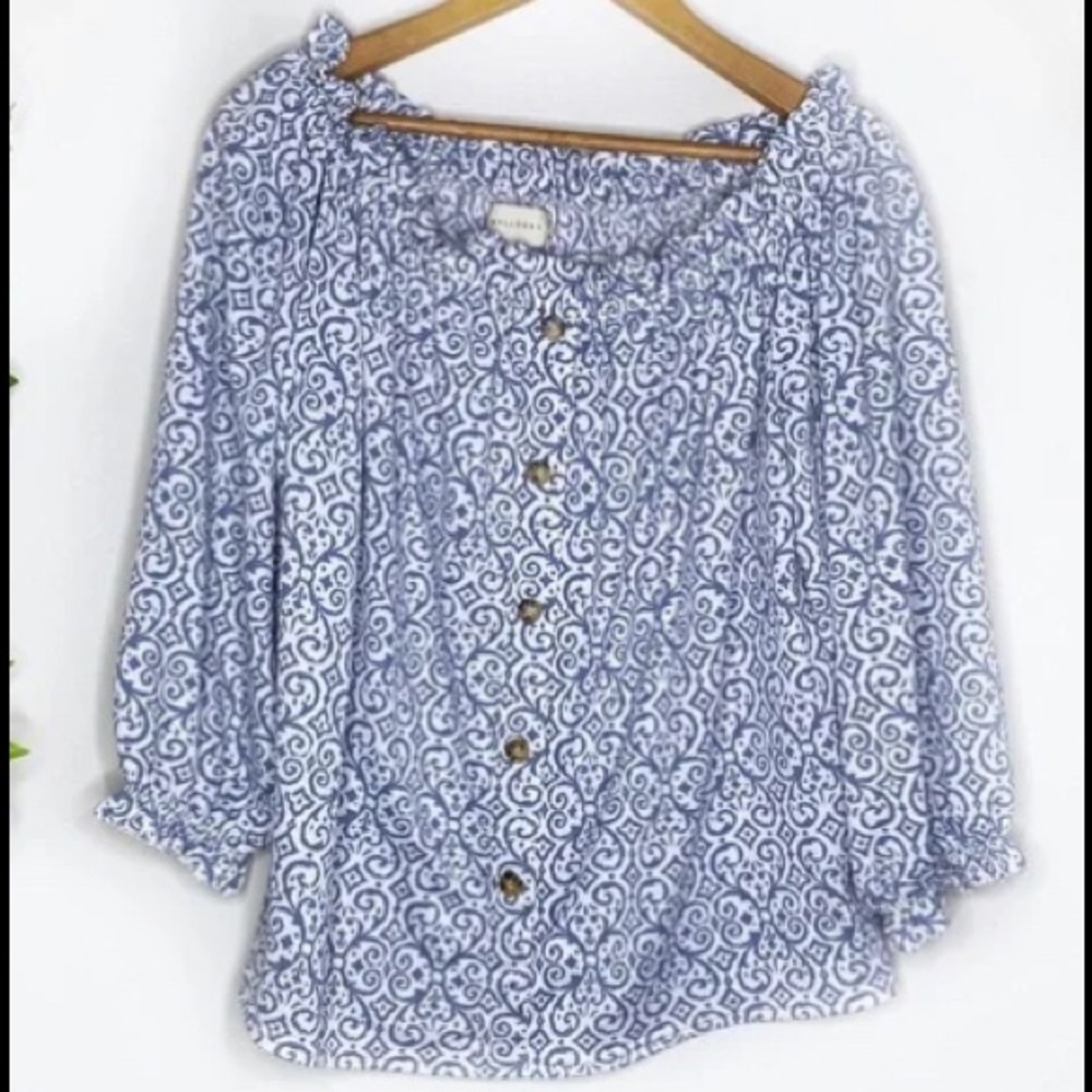 Boho Blue and White top